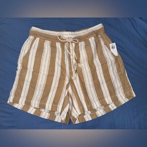 Old Navy High Waist Striped Shorts - Brown and White